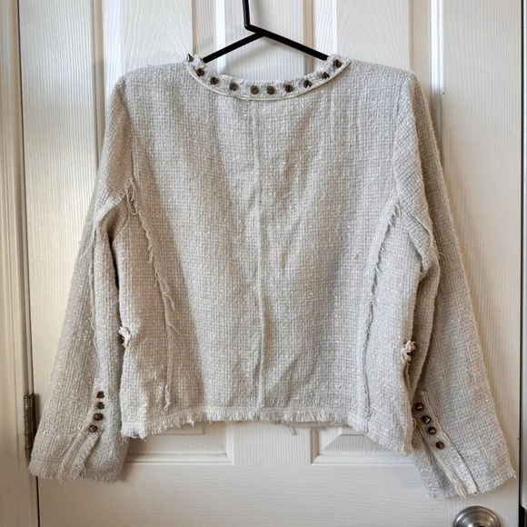 Lovers + Friends x Because I’m Addicted REVOLVE Tweed Stud Jacket Cream ASO - Picture 5 of 14